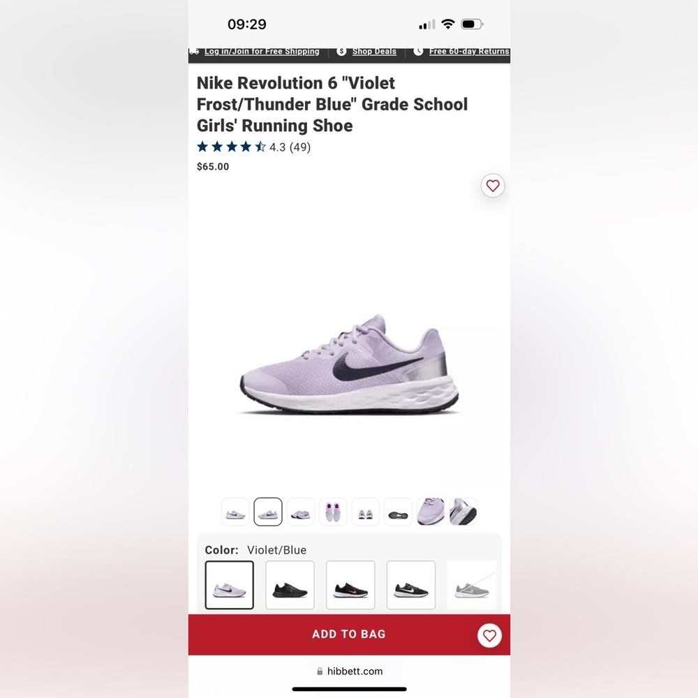 Brand New Nike Revolution 6 NN Size 4.5Y (EUR 36.5) Violet Frost/Thunder Blue
